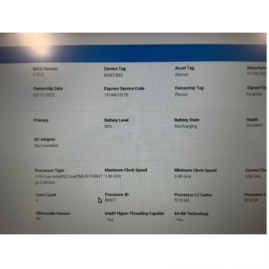 NOTEBOOK PC PORTATILE DELL VOSTRO 3400 INTEL I5-1135G7 8 GB SSD 256GB WIN 11 PRO - RICONDIZIONATO