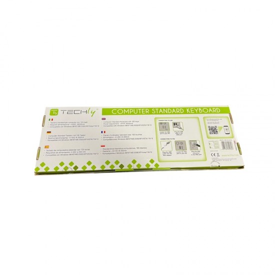 TASTIERA CON FILO KEYBOARD NERA BLACK NUOVA PS/2 PER PC 105 TASTI- aperto mai usato