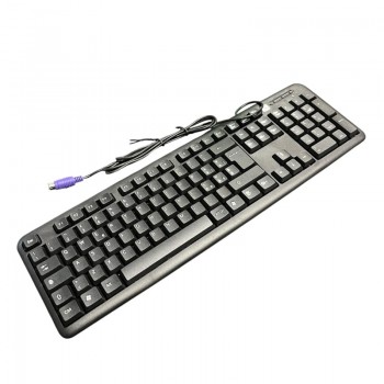 TASTIERA CON FILO KEYBOARD NERA BLACK NUOVA PS/2 PER PC 105 TASTI- aperto mai usato